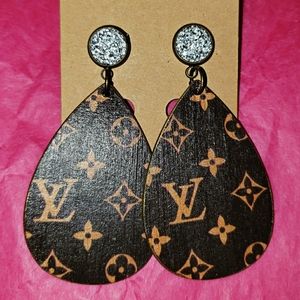 Designer Inspired Wood Earrings Teardrop